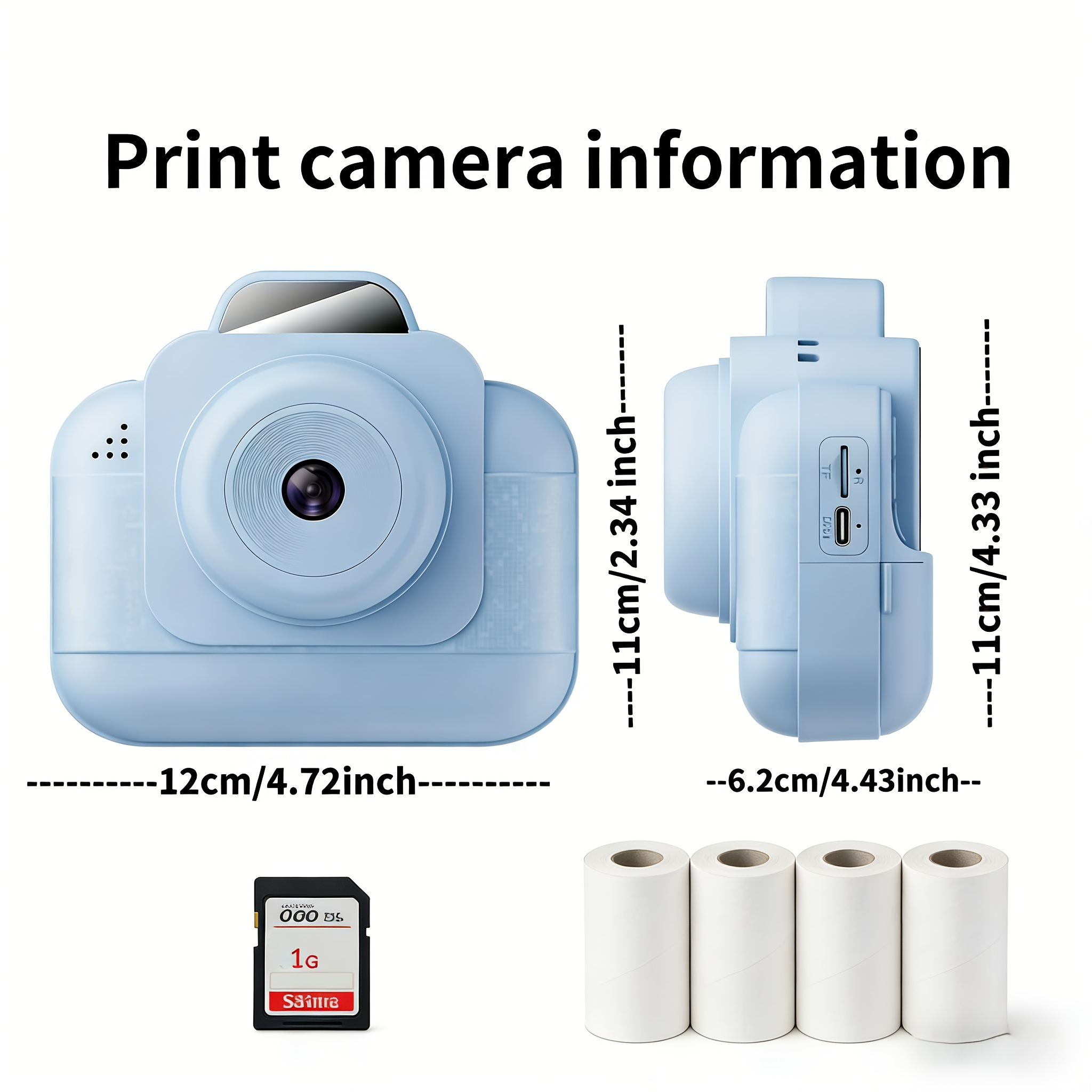 Photo Printer - Portable photo printer (blue) with rechargeable
